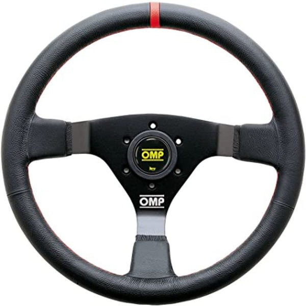OMP WRC Steering Wheel Black/Red Leather - Bull Strap