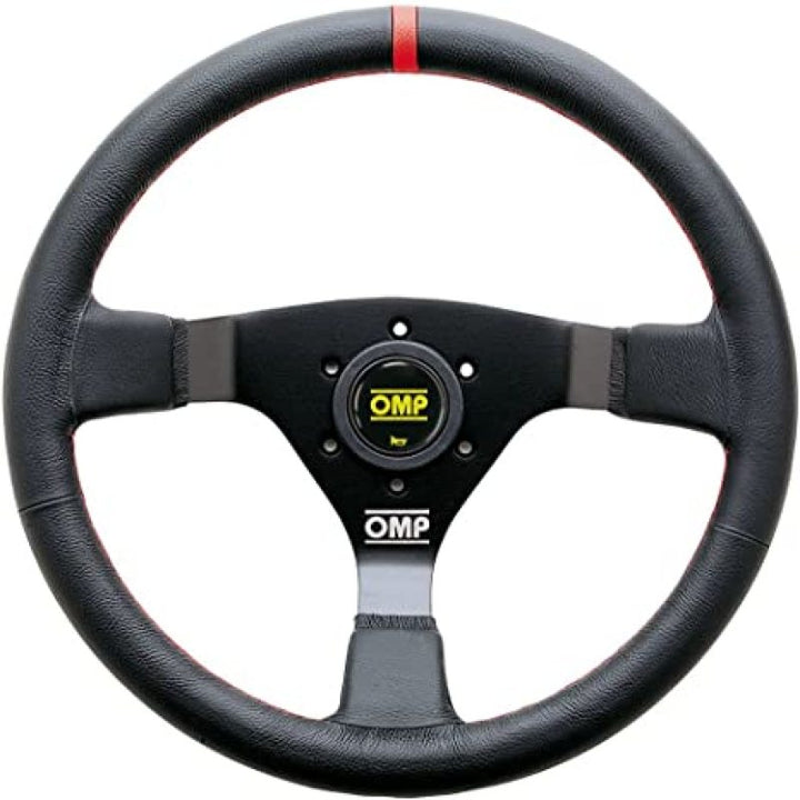 OMP WRC Steering Wheel Black/Red Leather - Bull Strap