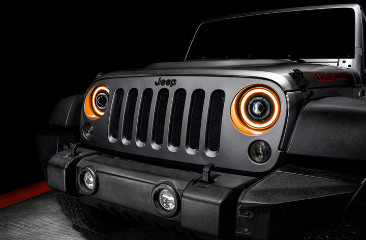 ORACLE Lighting 0718 Jeep Wrangler JK Oculus 7in Switchback Bi-LED Projector Headlights - Bull Strap