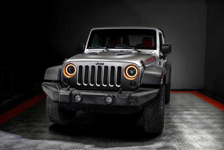 ORACLE Lighting 0718 Jeep Wrangler JK Oculus 7in Switchback Bi-LED Projector Headlights - Bull Strap