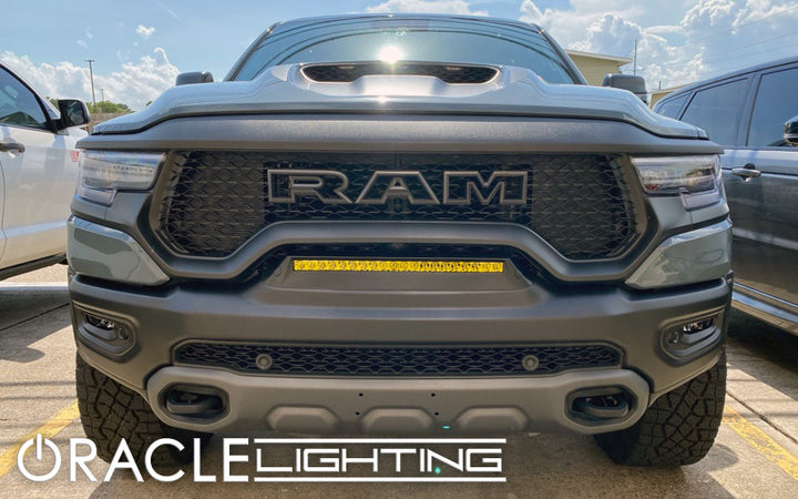ORACLE Lighting 19-22 RAM Rebel/TRX Front Bumper Flush LED Light Bar System - Yellow - Bull Strap
