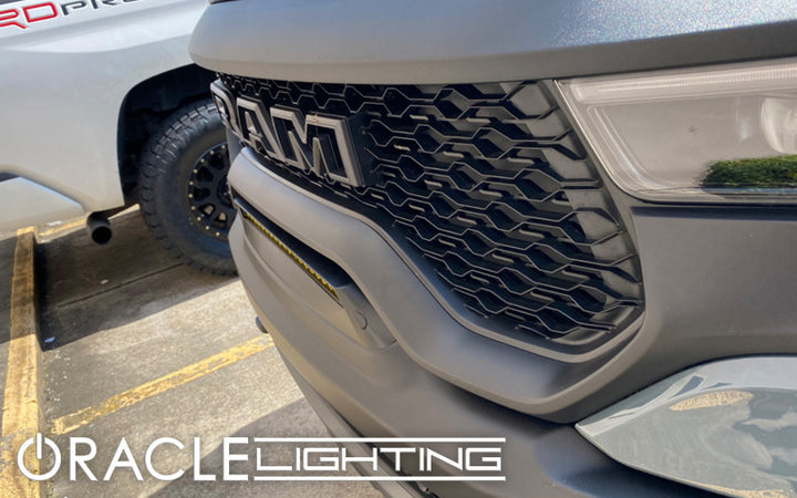 ORACLE Lighting 19-22 RAM Rebel/TRX Front Bumper Flush LED Light Bar System - Yellow - Bull Strap