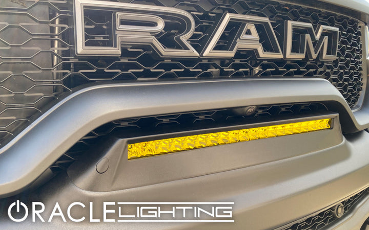 ORACLE Lighting 19-22 RAM Rebel/TRX Front Bumper Flush LED Light Bar System - Yellow - Bull Strap