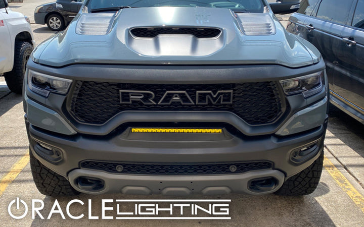 ORACLE Lighting 19-22 RAM Rebel/TRX Front Bumper Flush LED Light Bar System - Yellow - Bull Strap
