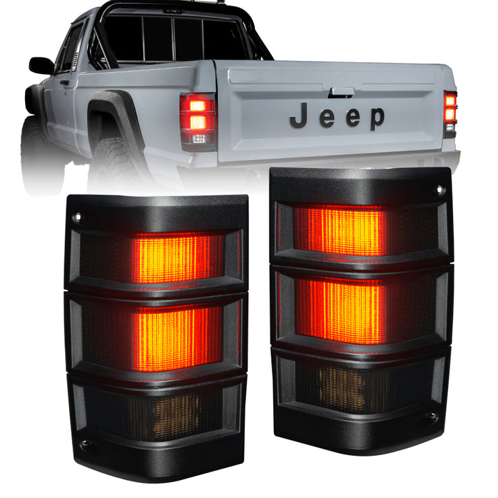 ORACLE Lighting Jeep Comanche MJ LED Tail Lights - Tinted Lens - Bull Strap