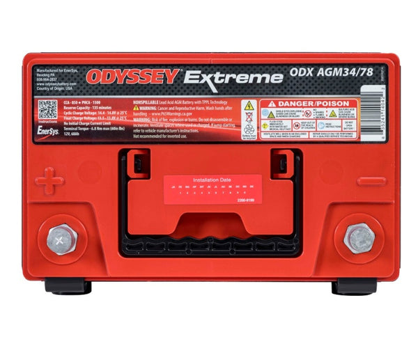 Odyssey Battery Auto/Truck/Heavy Duty & Commercial Extreme AGM Battery (34/78-PC1500DT) - Bull Strap
