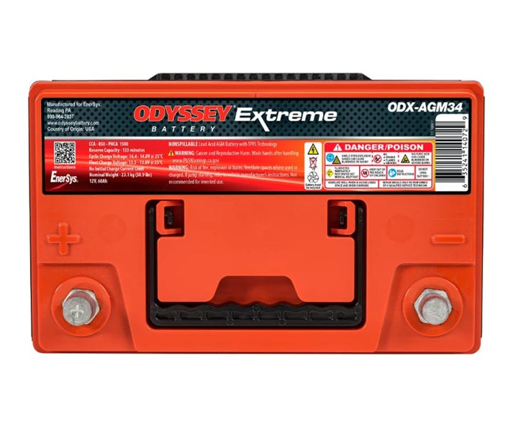 Odyssey Battery Auto/Truck/Heavy Duty & Commercial Extreme AGM Battery (34-PC1500T) - Bull Strap