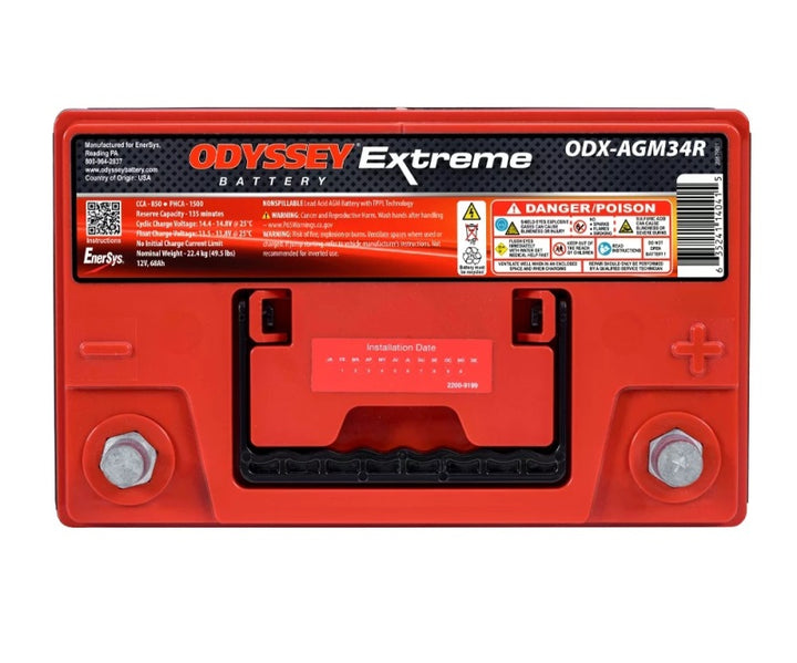 Odyssey Battery Auto/Truck/Heavy Duty & Commercial Extreme AGM Battery (34R-PC1500T) - Bull Strap