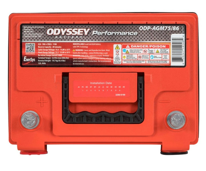Odyssey Battery Auto/Truck Performance AGM Battery (75/86-705) - Bull Strap