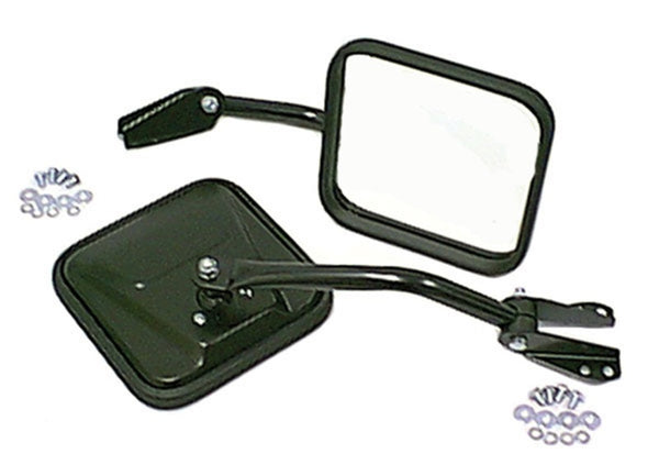 Omix Side Mirror Kit Black- 55-86 Jeep CJ Models - Bull Strap