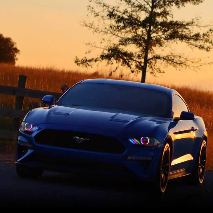 Oracle 18-21 Ford Mustang Dynamic DRL w/ Halo Kit & Sequential Turn Signal - ColorSHIFT - Bull Strap