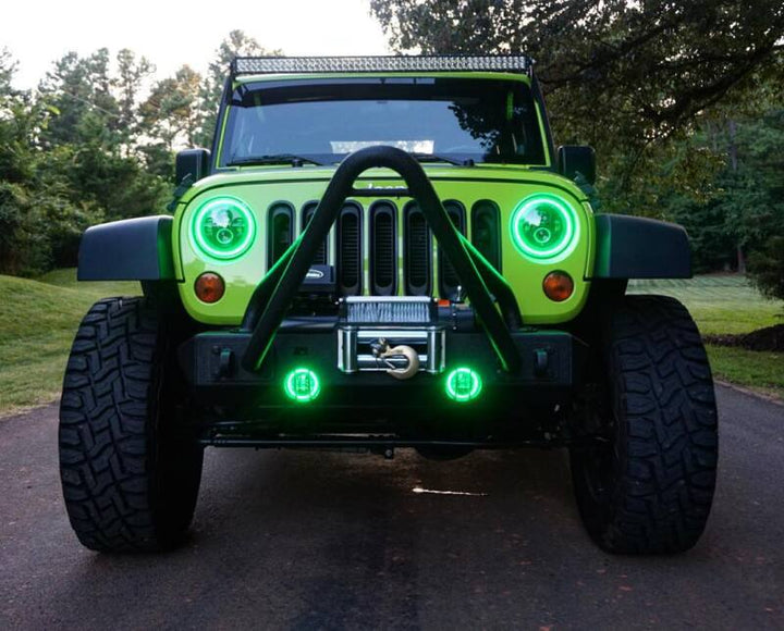 Oracle 7in High Powered LED Headlights - Black Bezel - ColorSHIFT - BC1 - Bull Strap