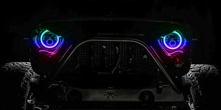 Oracle 7in High Powered LED Headlights - Black Bezel - ColorSHIFT - BC1 - Bull Strap