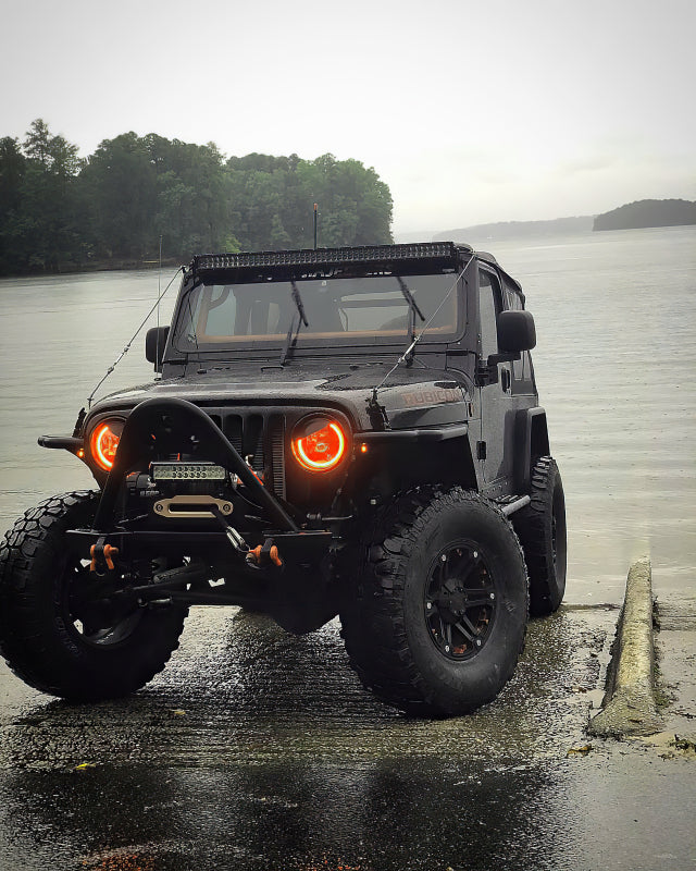 Oracle 7in High Powered LED Headlights - Black Bezel - Dynamic - Dynamic - Bull Strap