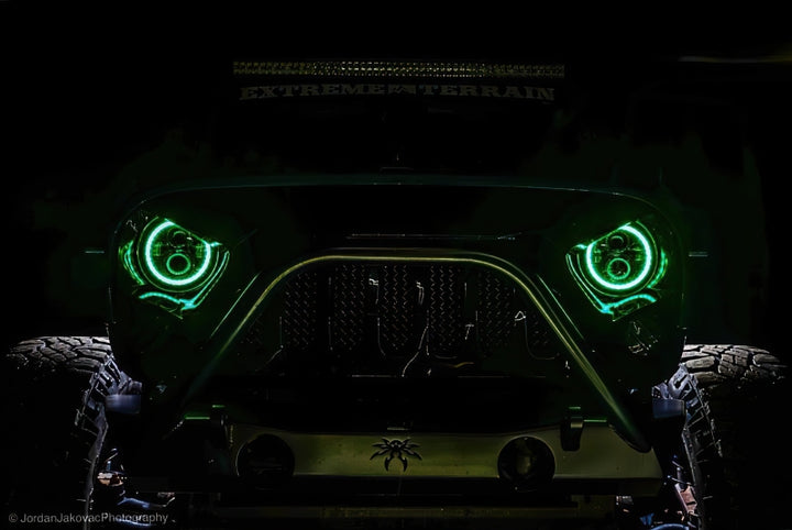 Oracle 7in High Powered LED Headlights - Black Bezel - Dynamic - Dynamic - Bull Strap