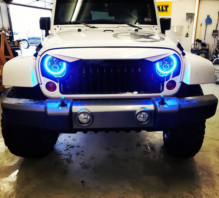 Oracle 7in High Powered LED Headlights - Black Bezel - Dynamic - Dynamic - Bull Strap