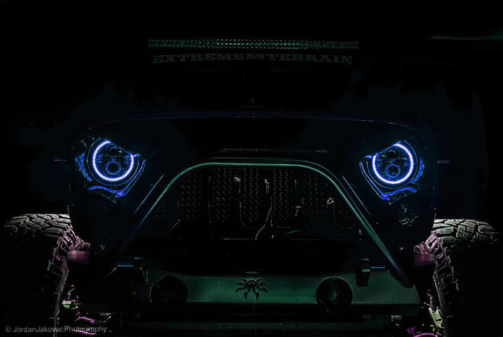 Oracle 7in High Powered LED Headlights - Black Bezel - Dynamic - Dynamic - Bull Strap