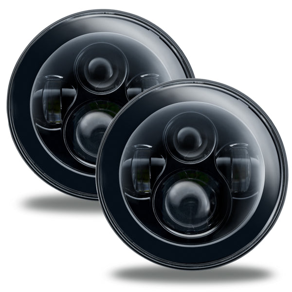 Oracle 7in High Powered LED Headlights - NO HALO - Black Bezel - Bull Strap