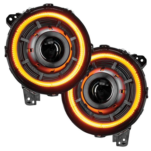 Oracle Jeep JL/Gladiator JT Oculus Bi-LED Projector Headlights - Amber/White Switchback - Bull Strap