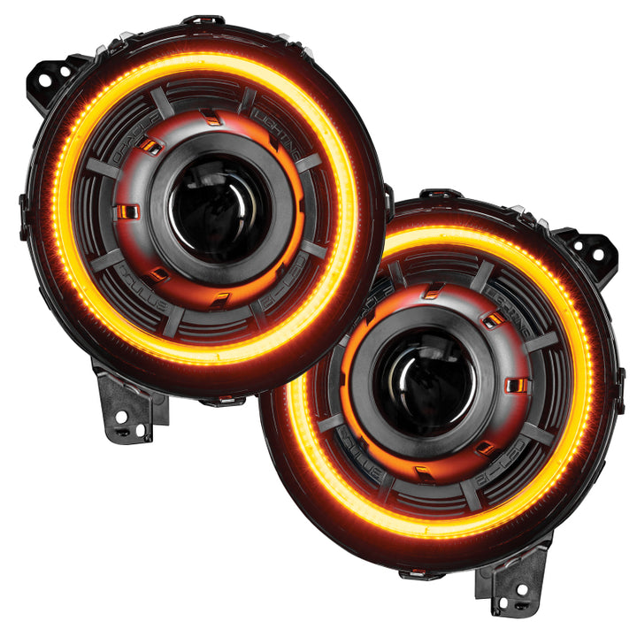 Oracle Jeep JL/Gladiator JT Oculus Bi-LED Projector Headlights - Amber/White Switchback - Bull Strap