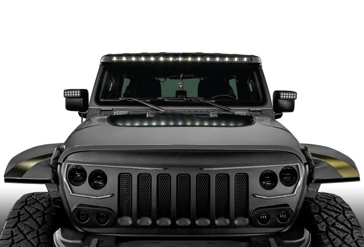 Oracle Jeep Wrangler JL/Gladiator JT Integrated Windshield LED Light Bar System - Bull Strap