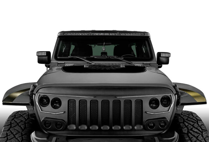 Oracle Jeep Wrangler JL/Gladiator JT Integrated Windshield LED Light Bar System - Bull Strap