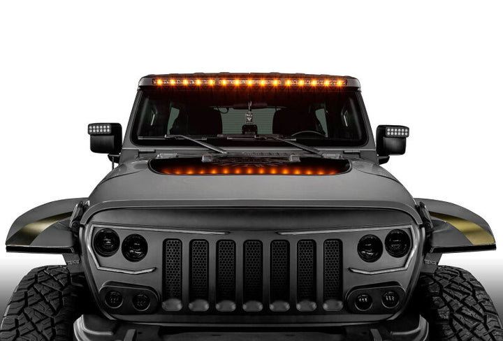Oracle Jeep Wrangler JL/Gladiator JT Integrated Windshield LED Light Bar System - Bull Strap
