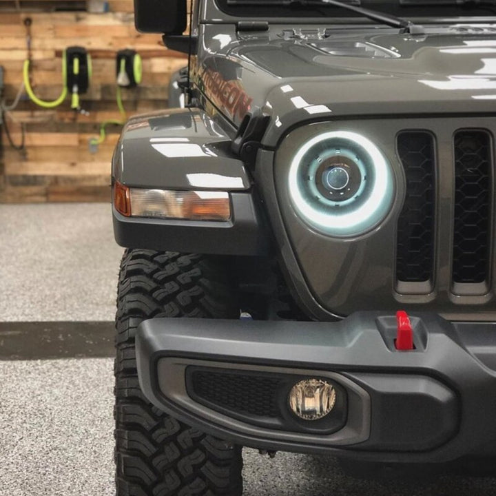 Oracle Jeep Wrangler JL Oculus Bi-LED Projector Headlights- Graphite Metallic - 5500K - Bull Strap