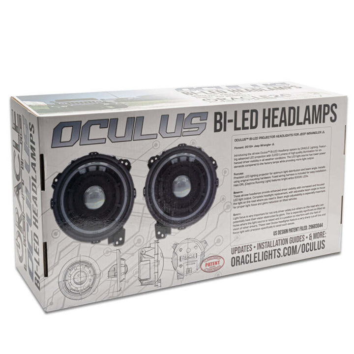 Oracle Jeep Wrangler JL Oculus Bi-LED Projector Headlights- Graphite Metallic - 5500K - Bull Strap