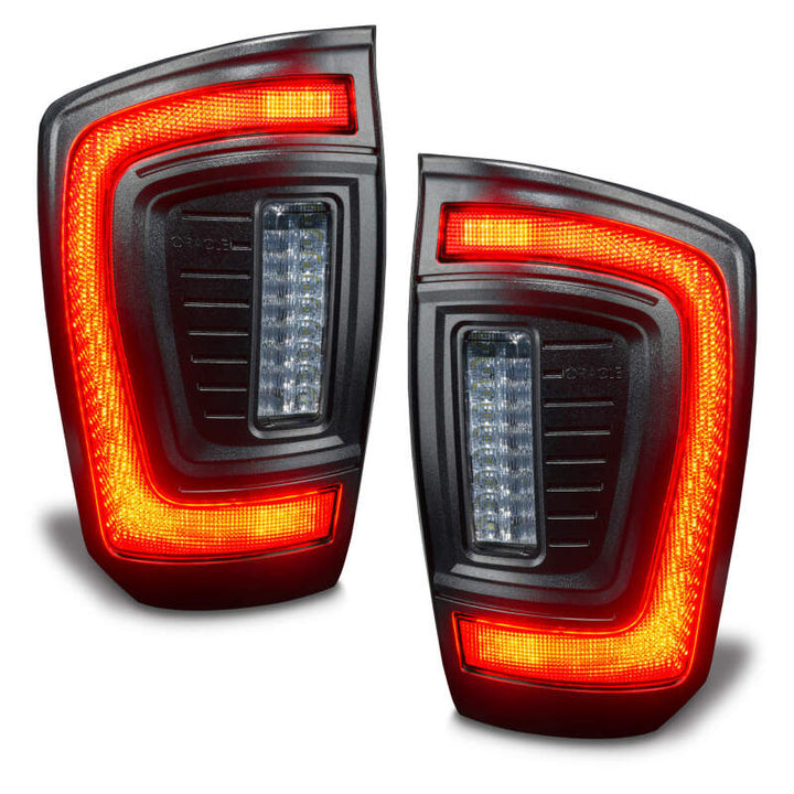 Oracle Lighting 16-23 Gen 3 Toyota Tacoma Black Series Flush Style LED Tail Lights - Bull Strap
