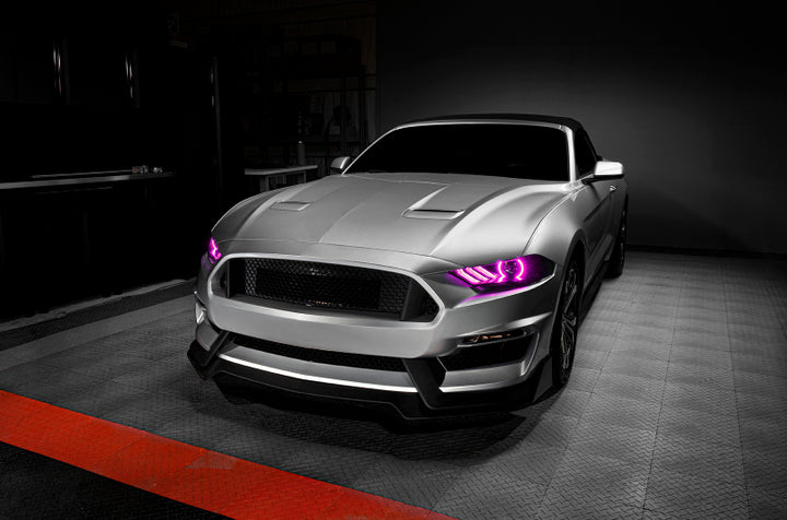 Oracle Lighting 18-23 Ford Mustang Dynamic ColorSHIFT LED Headlights - Black Series - Bull Strap