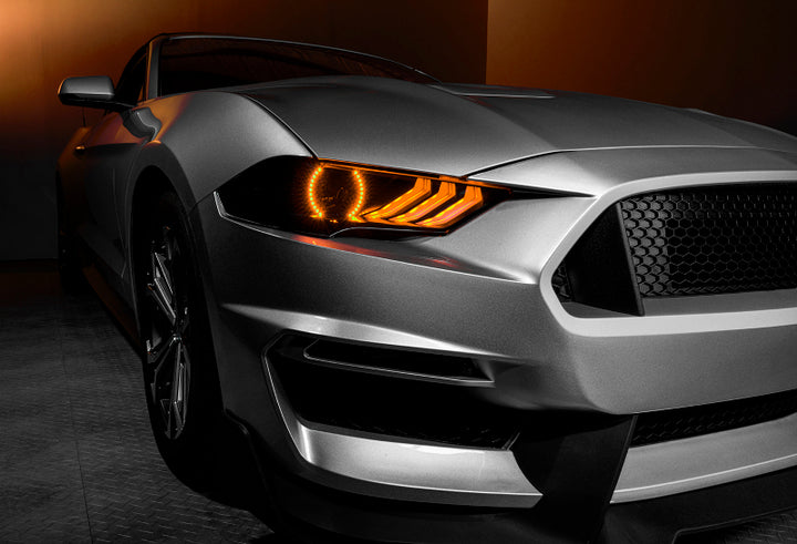 Oracle Lighting 18-23 Ford Mustang Dynamic ColorSHIFT LED Headlights - Black Series - Bull Strap