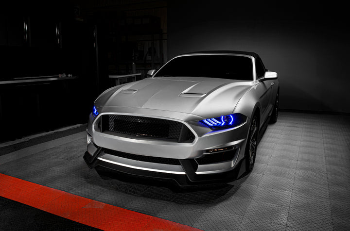 Oracle Lighting 18-23 Ford Mustang Dynamic ColorSHIFT LED Headlights - Black Series - Bull Strap