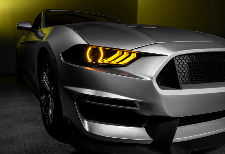 Oracle Lighting 18-23 Ford Mustang Dynamic ColorSHIFT LED Headlights - Black Series - Bull Strap