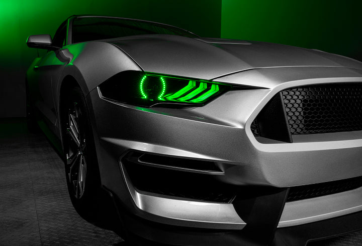 Oracle Lighting 18-23 Ford Mustang Dynamic ColorSHIFT LED Headlights - Black Series - Bull Strap