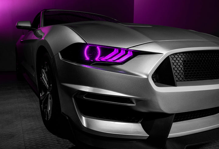 Oracle Lighting 18-23 Ford Mustang Dynamic ColorSHIFT LED Headlights - Black Series - Bull Strap