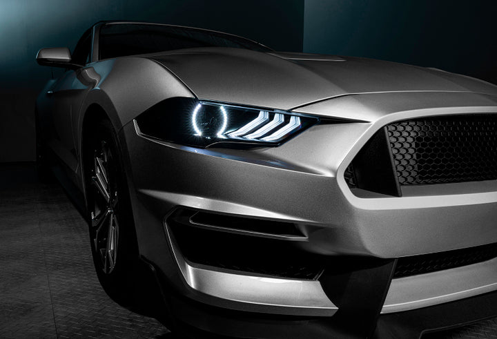 Oracle Lighting 18-23 Ford Mustang Dynamic ColorSHIFT LED Headlights - Black Series - Bull Strap