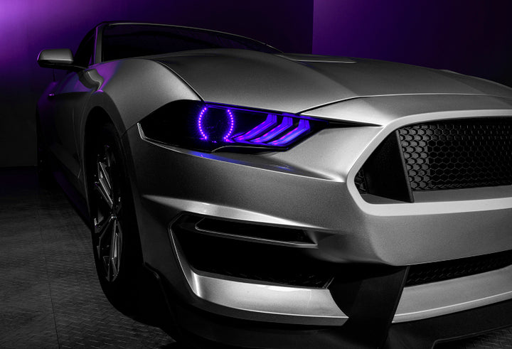 Oracle Lighting 18-23 Ford Mustang Dynamic ColorSHIFT LED Headlights - Black Series - Bull Strap