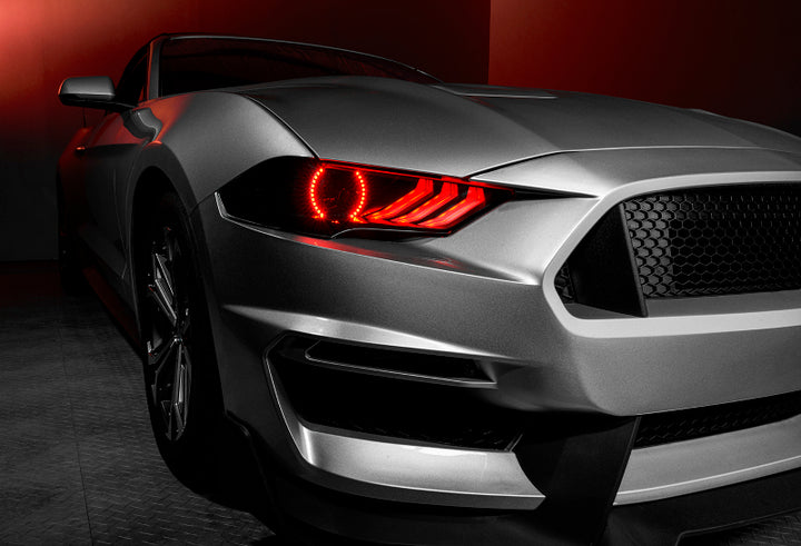 Oracle Lighting 18-23 Ford Mustang Dynamic ColorSHIFT LED Headlights - Black Series - Bull Strap