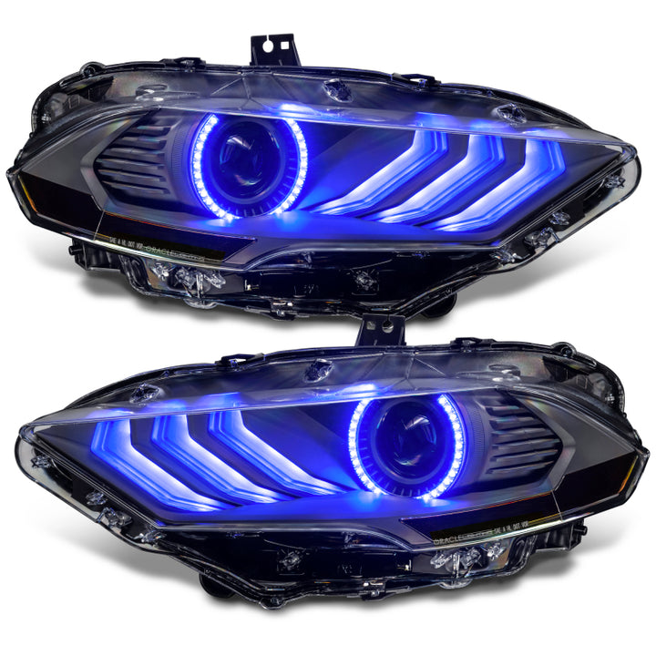 Oracle Lighting 18-23 Ford Mustang Dynamic ColorSHIFT LED Headlights - Black Series - Bull Strap