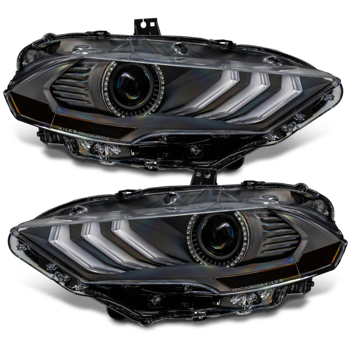 Oracle Lighting 18-23 Ford Mustang Dynamic ColorSHIFT LED Headlights - Black Series - Bull Strap