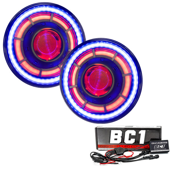 Oracle Oculus 7in ColorSHIFT Bi-LED Projector Headlights for Jeep Wrangler JK - Bull Strap