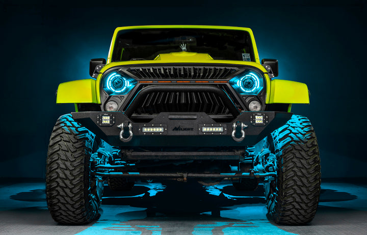 Oracle Oculus 7in ColorSHIFT Bi-LED Projector Headlights for Jeep Wrangler JK - Bull Strap