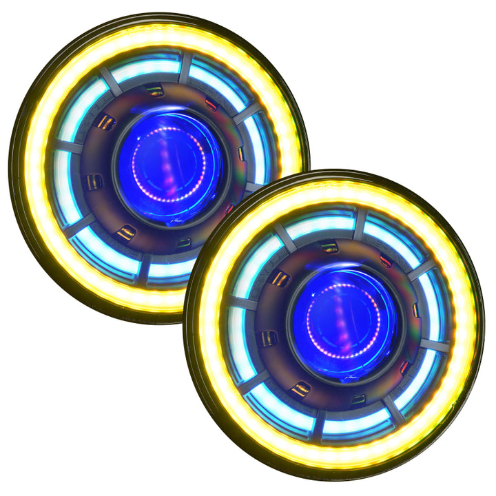 Oracle Oculus 7in ColorSHIFT Bi-LED Projector Headlights for Jeep Wrangler JK - Bull Strap