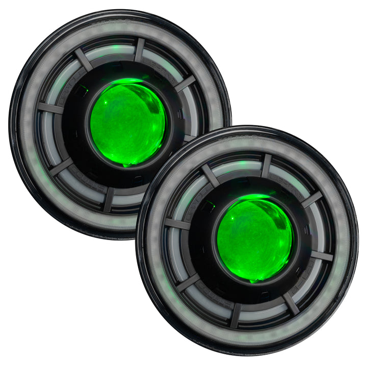 Oracle Oculus 7in ColorSHIFT Bi-LED Projector Headlights for Jeep Wrangler JK - Bull Strap