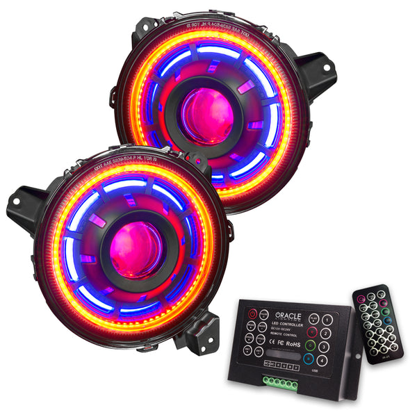 Oracle Oculus Bi-LED Projector Headlights for Jeep JL/Gladiator JT - ColorSHIFT 2 - Bull Strap