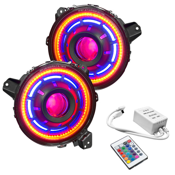 Oracle Oculus Bi-LED Projector Headlights for Jeep JL/Gladiator JT - w/ Simple Cntrl - Bull Strap
