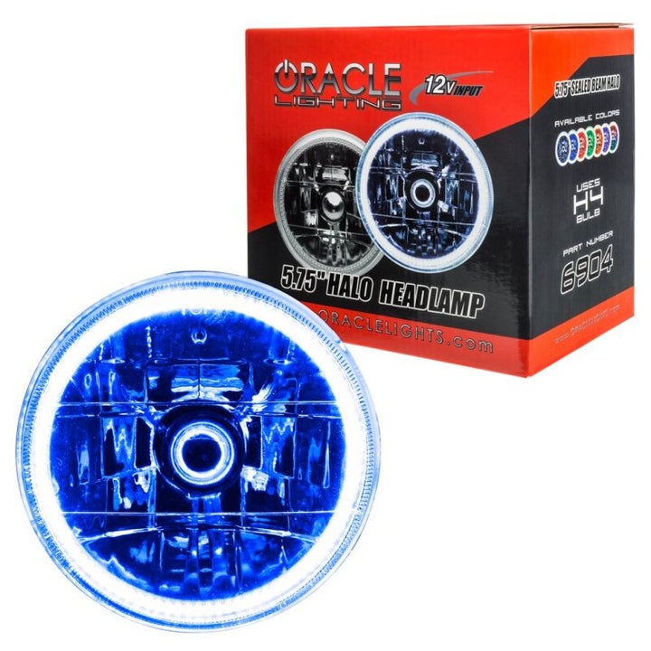 Oracle Pre-Installed Lights 5.75 IN. Sealed Beam - Blue Halo - Bull Strap