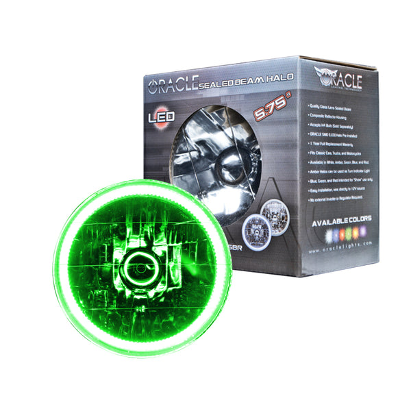 Oracle Pre-Installed Lights 5.75 IN. Sealed Beam - Green Halo - Bull Strap
