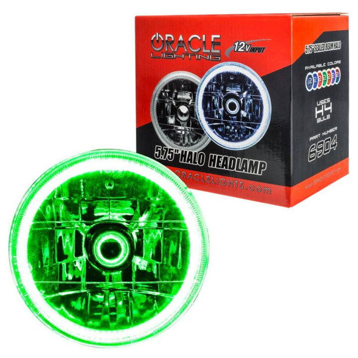 Oracle Pre-Installed Lights 5.75 IN. Sealed Beam - Green Halo - Bull Strap